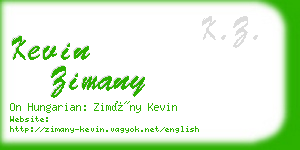 kevin zimany business card